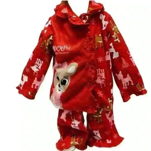 Rudolph the red nosed reindeer Clarice fleece pajamas. Christmas pajamas sz 12M